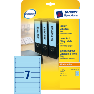 L4763-20 - Avery Gekleurde Etiketten Zweckform L4763 192x38mm 140st Blauw