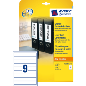 AVERY Rugetiketten Insteek C32266 190x30mm 225st Wit