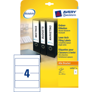 L4761-25 - Avery Rugetiketten Papier Zweckform L4761 192x61mm 100st Wit