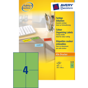 3458 - Avery Gekleurde Etiketten Zweckform no:3458 105x148mm 400st Groen