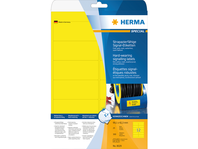 Herma Speciaal Etiket Signalering no:8029 99.1x42.3mm Geel 300st 1 Pak