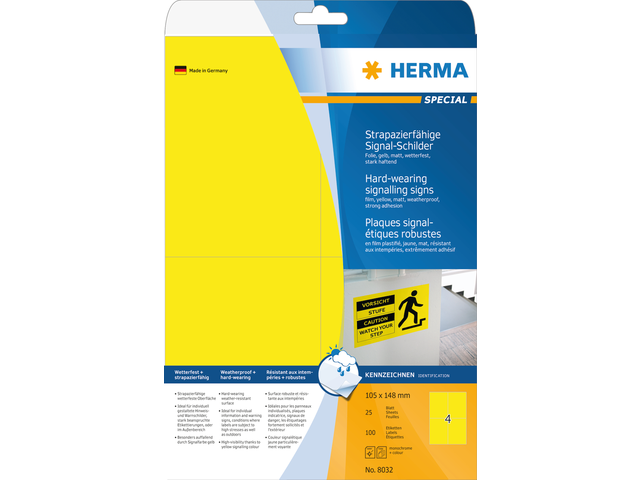 Herma Speciaal Etiket Signalering no:8632 105x148mm Geel 100st 1 Pak