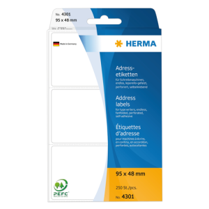 HERMA Adres Etiket Schrijfpapier 95x48mm Wit 250st 1 Pak