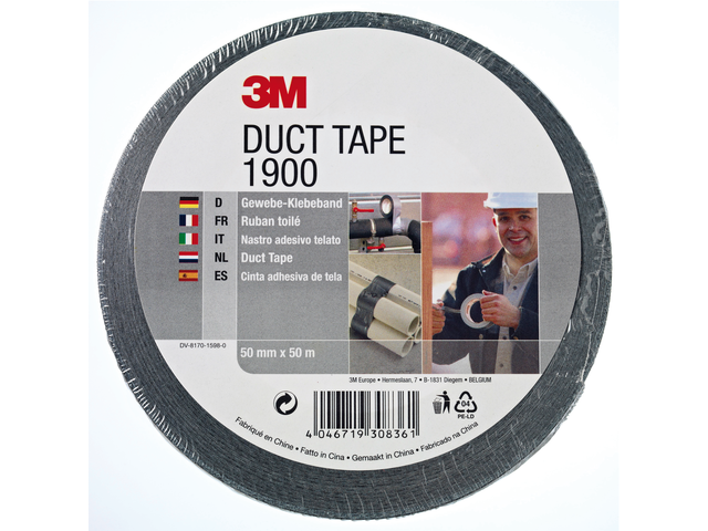 190050B - 3M Duct Tape Scotch 1900 50mmx50m Zwart 1st