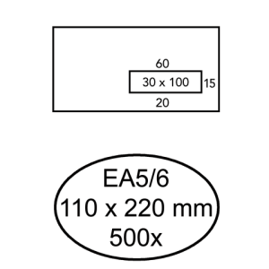 Quantore Venster Envelop EA5/6 110x220mm 80gr Rechts Gom 500st Wit