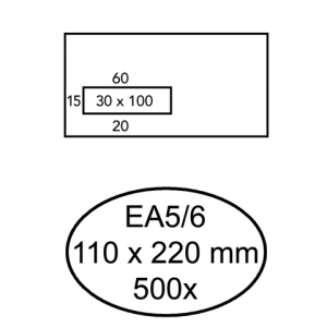 Quantore Venster Envelop EA5/6 110x220mm 80gr Links Gom 500st Wit