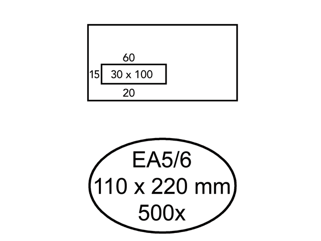 Quantore Venster Envelop EA5/6 110x220mm 80gr Links Gom 500st Wit