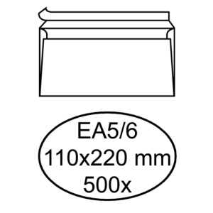 Q180216 - Quantore Envelop Bank EA5/6 110x220mm 80gr Strip 500st Wit
