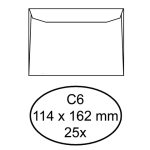 Quantore Envelop Bank C6 114x162mm Gom 25st Wit