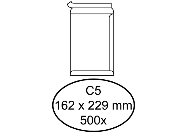 Q180195 - Quantore Akte Envelop C5 162x229mm Strip 500st Wit