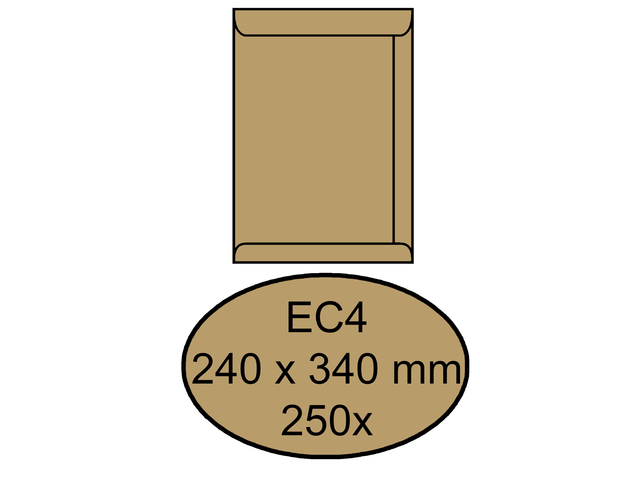 Quantore Akte Envelop EC4 240x340mm Gom 250st Bruin