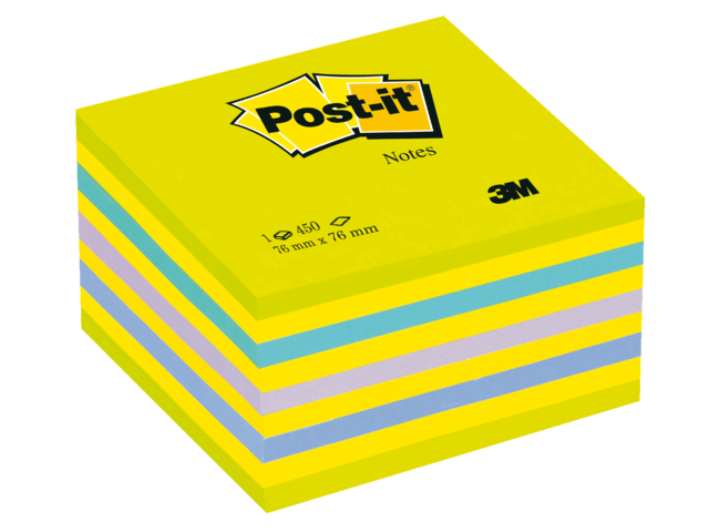 2028NB - 3M Post-It Memoblok 76x76mm Blauw/Geel 1pak