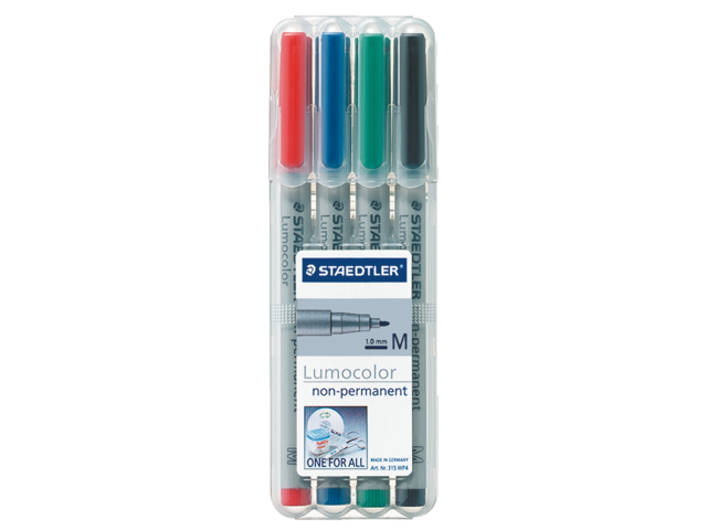 315 WP4 - STAEDTLER Viltstiften OHP Lumo M15 1mm 4 Kleuren 1 Pak