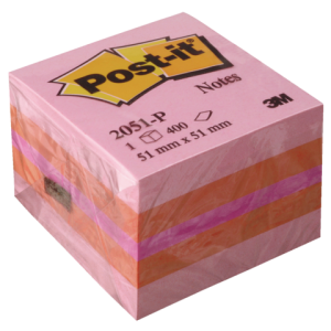 2051P - 3M Post-It Memoblok Minikubus 51x51mm Roze 1pak