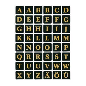4130 - HERMA Speciaal Etiket Letters A-Z no:4130 13x13mm 1st Zwart/Goud 1 Pak