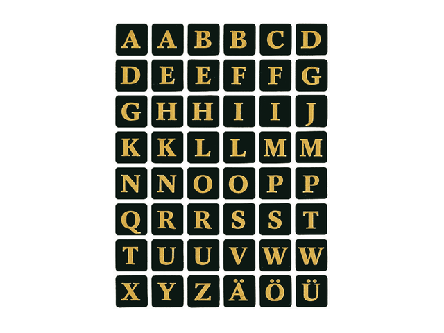 4130 - HERMA Speciaal Etiket Letters A-Z no:4130 13x13mm 1st Zwart/Goud 1 Pak