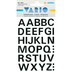 4163 - HERMA Speciaal Etiket Letters A-Z no:4163 15mm Zwart 1 Pak
