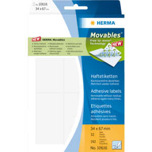 Herma Universal Etiket Schrijfpapier no:10616 34x67mm Wit 192st 1 Pak