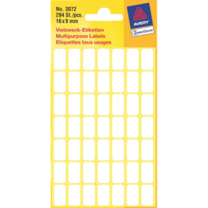 3072 - Avery Etiket Permanent 3072 16x9mm 294st Wit 1 Pak