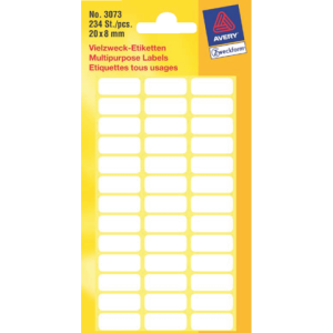 3073 - Avery Etiket Permanent 3073 20x8mm 234st Wit 1 Pak