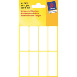 3079 - Avery Etiket Permanent 3079 50x19mm 48st Wit 1 Pak