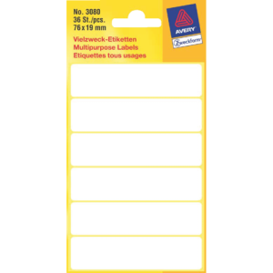 3080 - Avery Etiket Permanent 3080 76x19mm 36st Wit 1 Pak