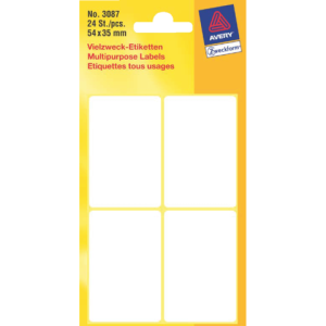 3087 - Avery Etiket Permanent 3087 54x35mm 24st Wit 1 Pak
