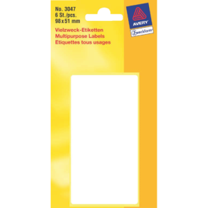 3047 - Avery Etiket Permanent 3047 98x51mm 6st Wit 1 Pak