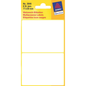 3046 - Avery Etiket Permanent 3046 77x59mm 8st Wit 1 Pak
