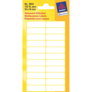 3044 - Avery Etiket Permanent 3044 32x10mm 132st Wit 1 Pak