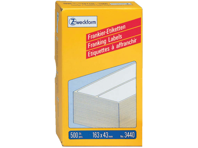 3440 - Avery Frankeer Etiket Zweckform no:3440 163x43mm 500st Wit