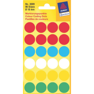 3089 - Avery Codering Etiket Zweckform 3089 18mm 96st Diverse Kleuren