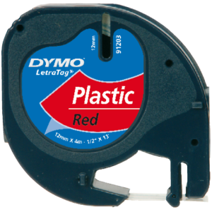 DYMO Lettertape LetraTag 12mm 4m Rood Zwart Plastic 91203