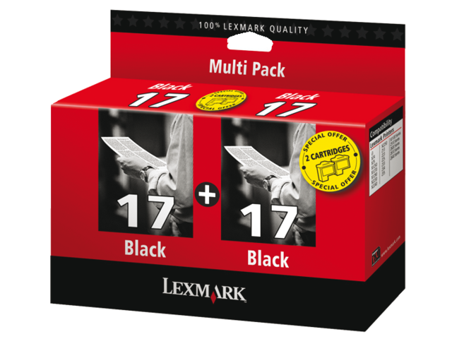 LEXMARK Inkt Cartridge 17 Black 210vel Duopack