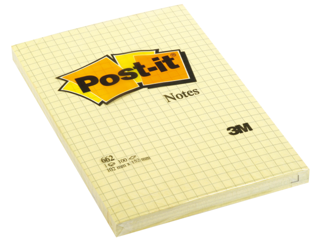 662RUIT - 3M Post-It Memo Ruit Verwijderbaar 102x152mm Geel 1pak