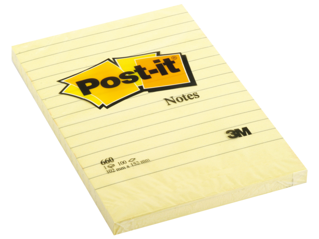 660YEL - 3M Post-It Memoblok Lijn 152x102mm Geel 1st