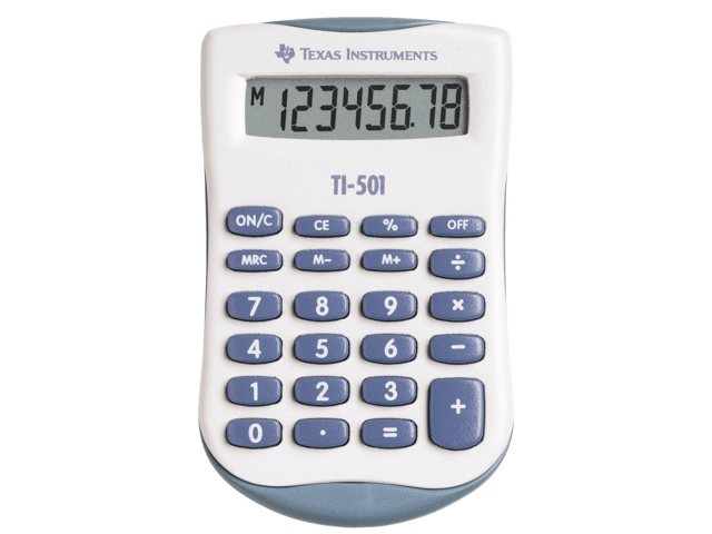 TI501 - TI Zakcalculator 501 8-Cijfers Wit/Blauw