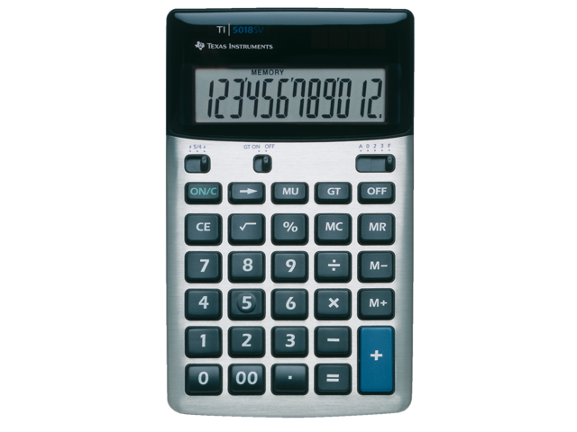 5018/FBL/12E1/A - TI Bureau Calculator 5018 12-Cijfers Zwart/Zilver