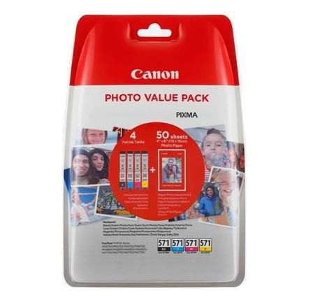 Canon cli-571xl c/m/y/bk photo value pack blistered w/o security