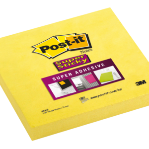 654-S - 3M Post-It Memoblok Super Plakkend 76x76mm Geel 1st