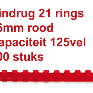 4028660 - GBC Bindrug Kunststof A4 21-Rings 16mm Rood 100st