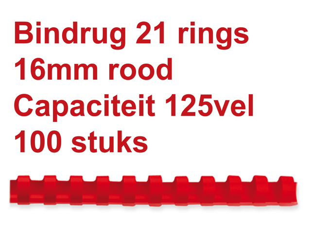 4028660 - GBC Bindrug Kunststof A4 21-Rings 16mm Rood 100st