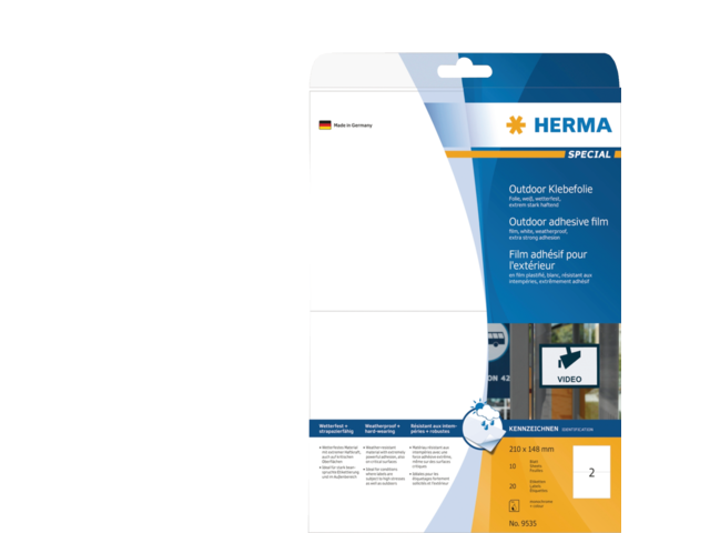 9501 - HERMA Speciaal Etiket Polyethyleenfolie Weerbestendig no:9501 210x297mm 50st Wit 1 Pak