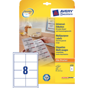 4782 - Avery Universal Etiket Zweckform no:4782 97x67.7mm 200st Wit
