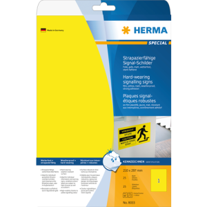 8033 - HERMA Speciaal Etiket Signalering no:8033 210x297mm 25st Geel 1 Pak