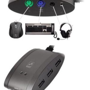 A4-MS-9 - A4 Alles-in-één USB-Hub-master 3-Poorten/2xPS/2/2x3,5mm/7-in-1-Plug&play