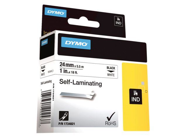 S0773860 - DYMO Lettertape RHINO 24mm 5,5m Wit Zwart Vinyl 1734821