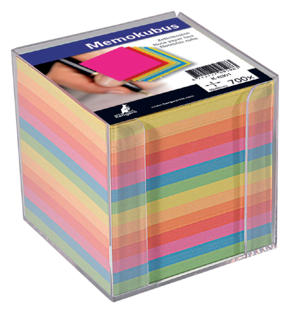 K-6301 - KANGARO Memoblokhouder Kubus met inhoud 90x90mm Diverse Kleuren 1st