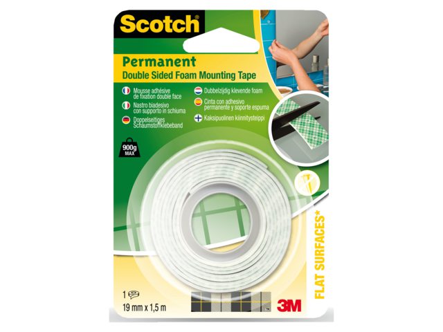 40021915 - 3M Dubbelzijdige Tape Scotch Extreme Mounting 19mmx1.5m 1st