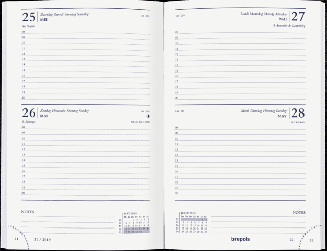 0.221.1255.0160 - Brepols Agenda Saturnus Kort 2dag/1pag 13,5x21cm Zwart 1st